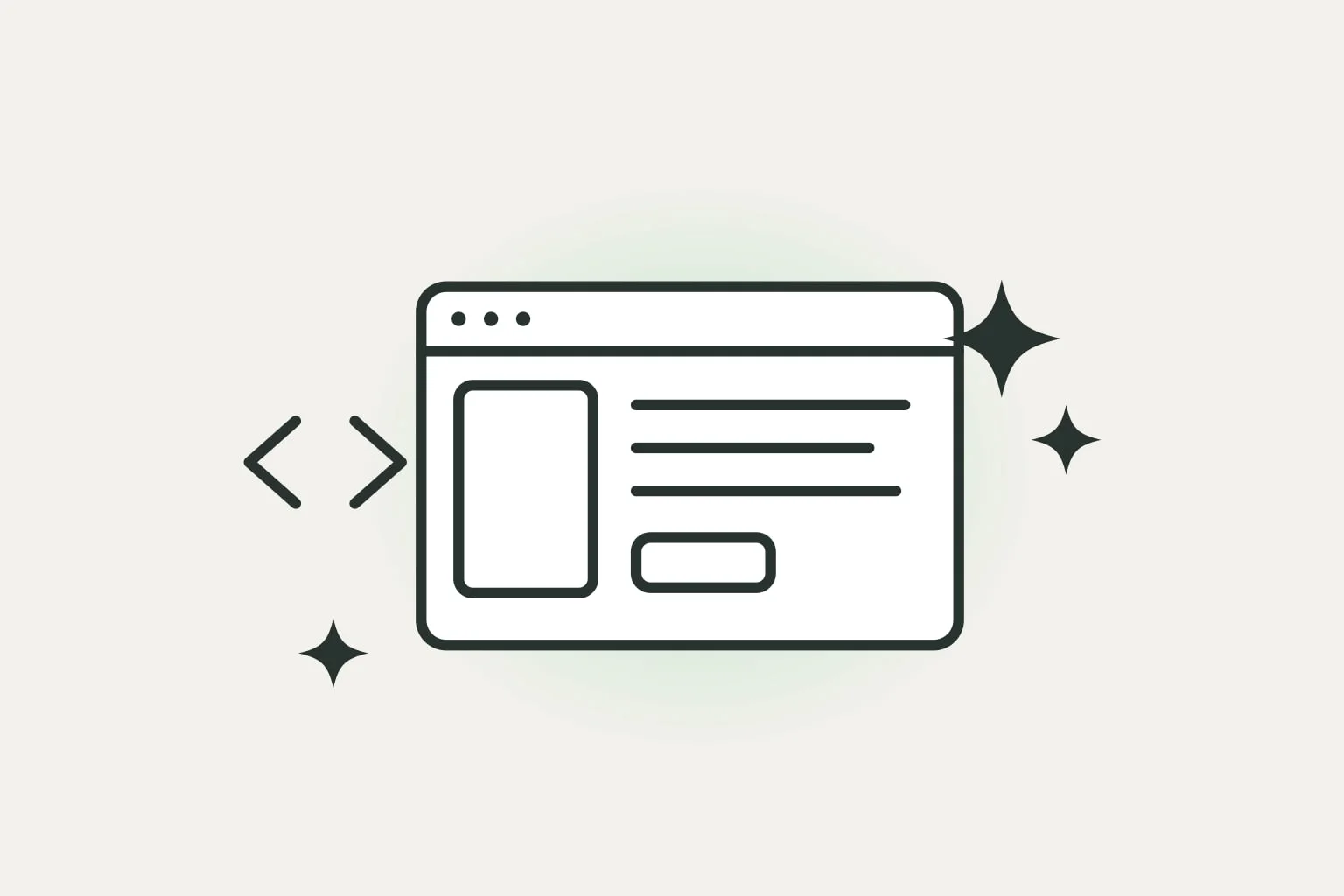 Abstrakte Darstellung einer mit KI entwickelten Website