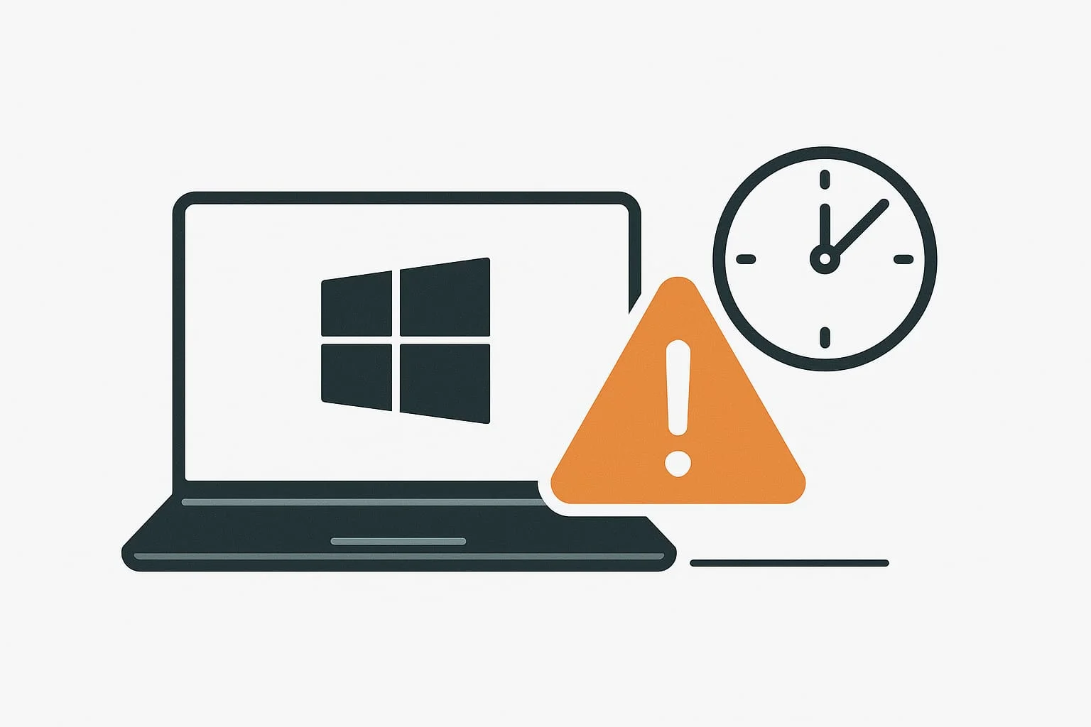 Windows-Laptop mit Warnhinweis zum Support-Ende